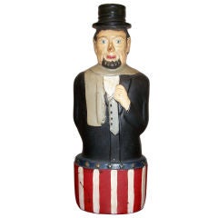 RARE 19THC  ORIGINAL PAINTED PATRIOTIC LINCOLN BANK BOTTLE