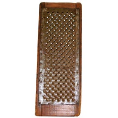 19THC HANDMADE  CHEESE GRATER  TIN & PINE