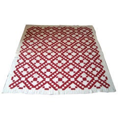 Antique PENNSYLVANIA GEOMETRIC RED AND WHITE QUILT