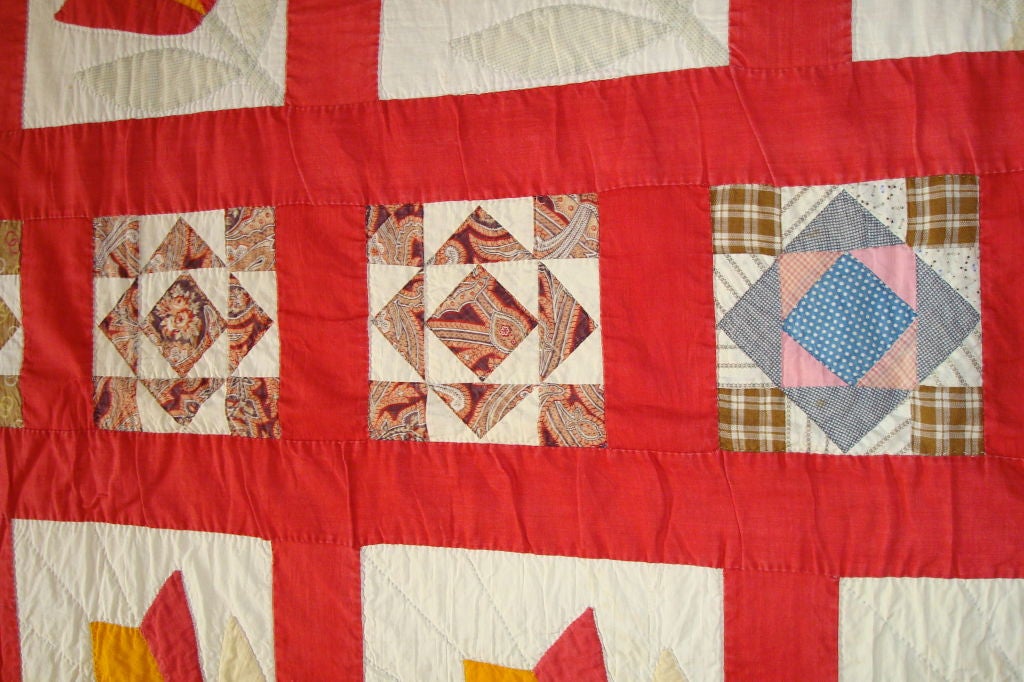 Cotton 19THC  APPLIQUED AND PIECED SAMPLER QUILT FROM PENNSYLVANIA