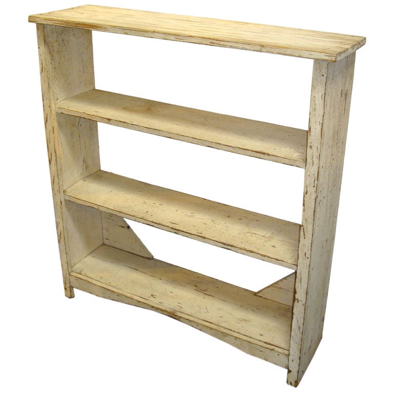 19THC ORIGINAL WHITE PAINTED BOOK SHELF FROM PENNSYLVANIA