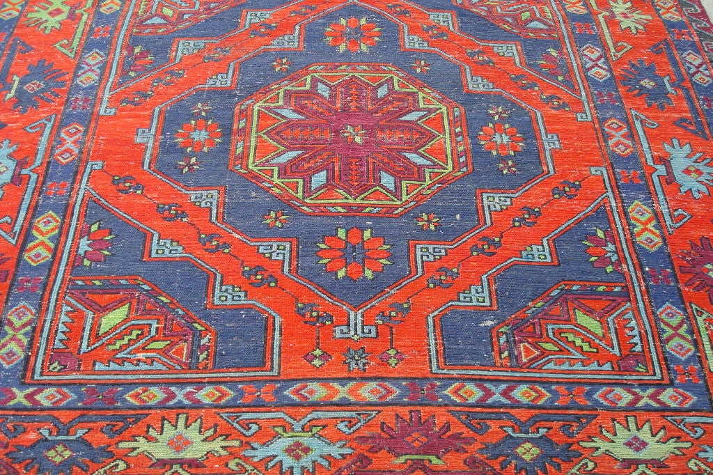 Russian 1900 RUSSIAN WOOL HAND HOOKED RUG W/ORIGINAL FRINGE