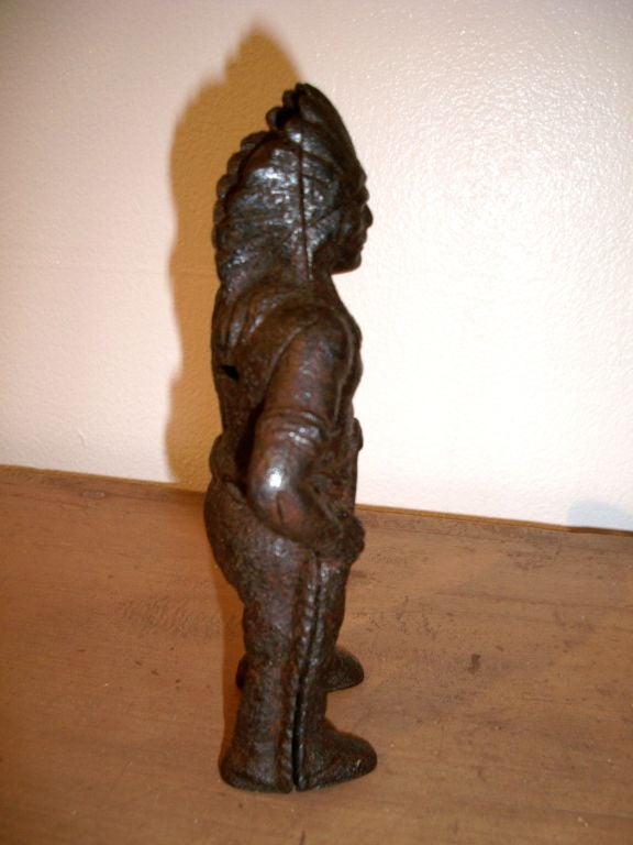 19th Century 19TH C. CAST IRON STANDING INDIAN CHIEF  BANK