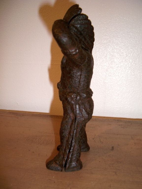 19TH C. CAST IRON STANDING INDIAN CHIEF  BANK 1