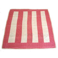 19th Century Machine Stitched Pink and Cream Calico Bar Crib Quilt 4