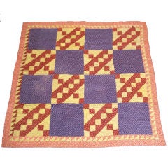 19THC Pennsylvania Crib Quilt /Orange/Yellow/Purple