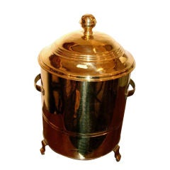 Antique HIGHLY POLISHED BRASS COVERED COAL BUCKET