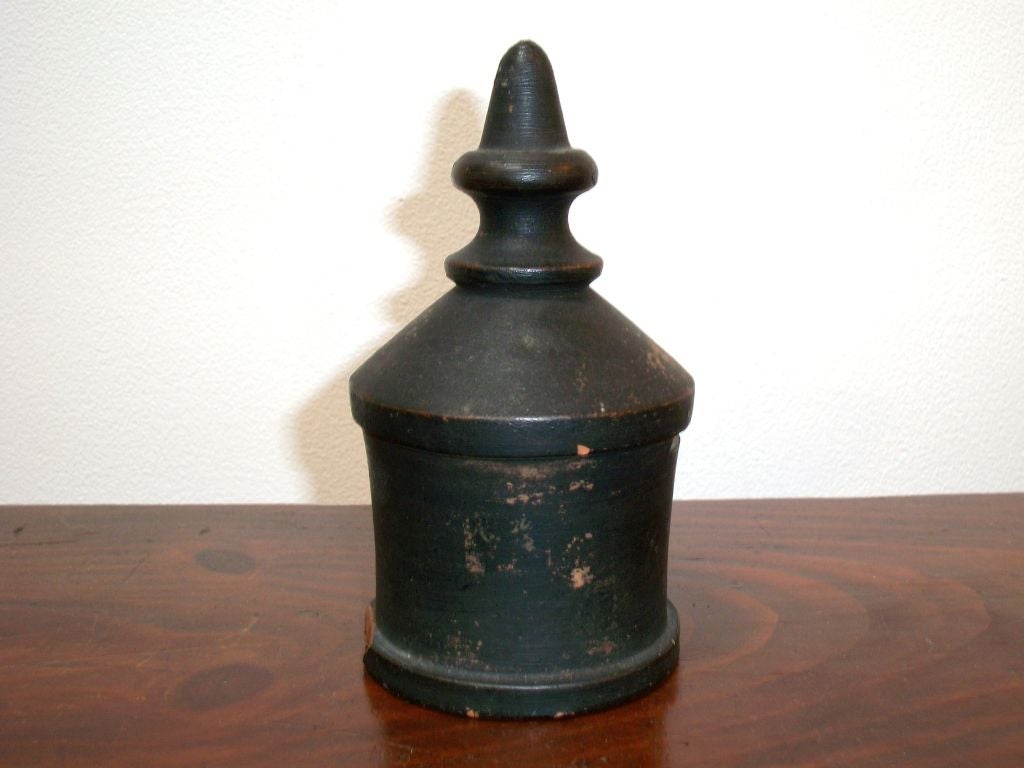 19TH C. PENNSYLVANIA REDWARE POTTERY BANK. ALL HANDMADE AND ORIGINAL PAINT. GOOD CONDITION WITH A MINOR CHIP IN BASE.