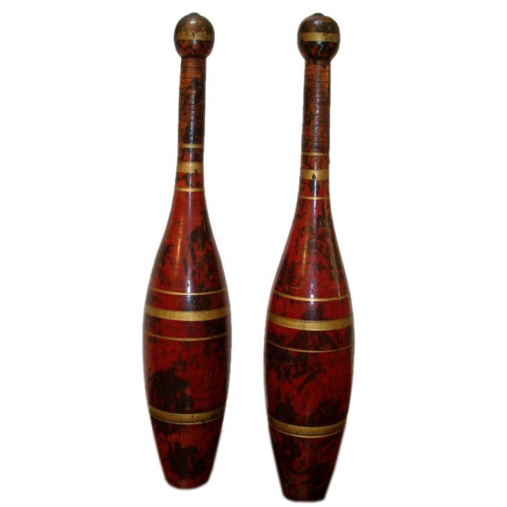19TH C. JUGGLING PINS IN ORIGINAL PAINT at 1stDibs