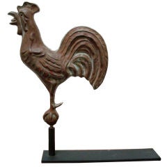 Antique Rare 19th Century Full Body Rooster Copper Weathervane