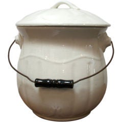 19TH C. IRONSTONE SLOP POT W/HANDLE