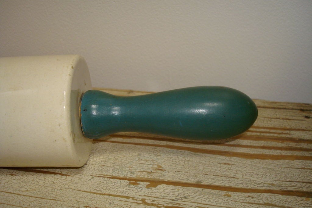 19TH C. IRONSTONE ORIGINAL PAINTED ROLLING PIN