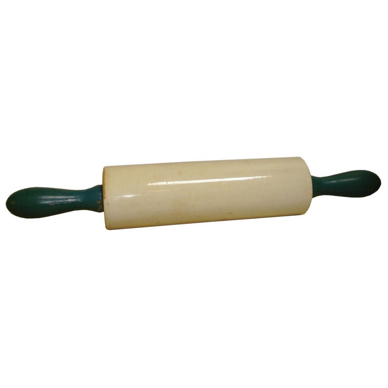 19TH C. IRONSTONE ORIGINAL PAINTED ROLLING PIN
