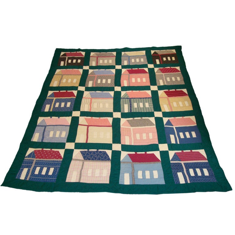 Early 20th Century Folky School House Quilt