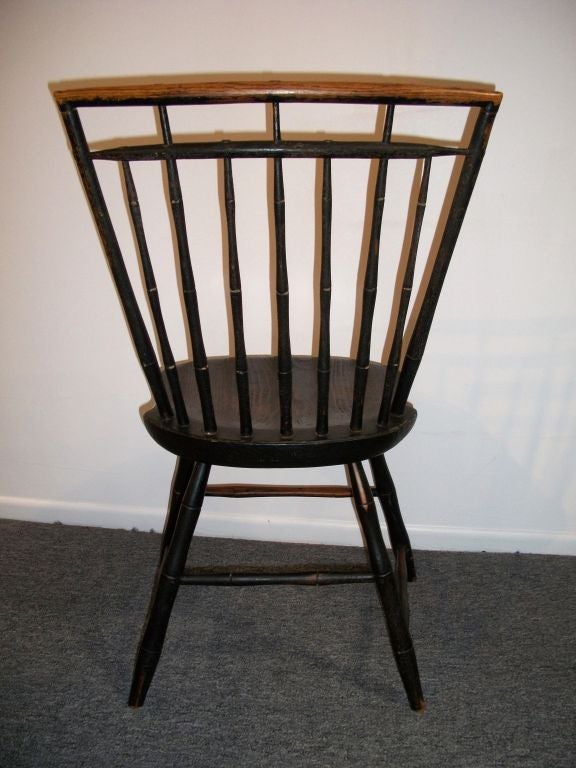 Pine Early Signed 19th Century Original Painted Birdcage Windsor Side Chair