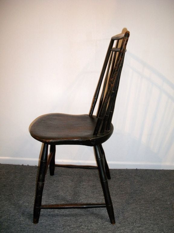 Early Signed 19th Century Original Painted Birdcage Windsor Side Chair 1