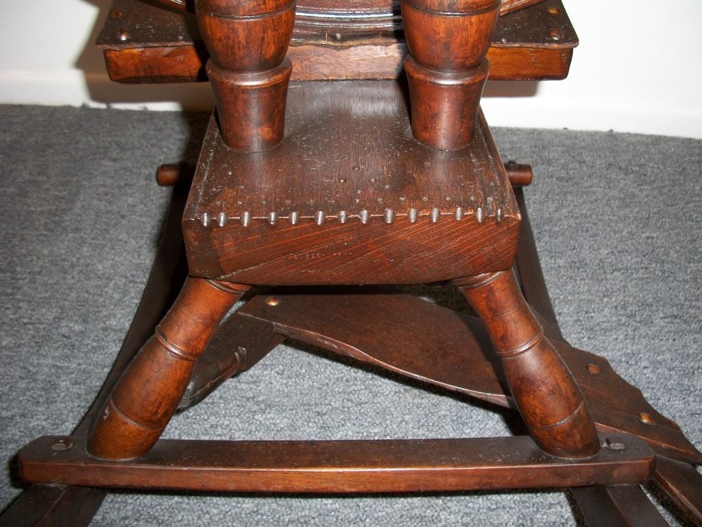 Walnut Early & Rare  19thc Spinning Wheel Rocking Chair Signed 