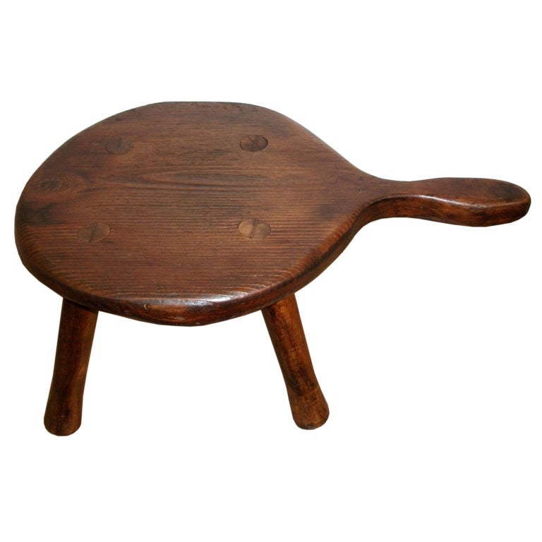 20TH C. WOODEN CHILDREN
S MILKING STOOL WITH HANDLE