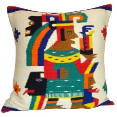 20TH C. Beautiful Pictorial  Indian Weaving Pillow