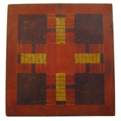 19TH C. ORIGINAL PAINTED REVERSIBLE PARCHEESI GAMEBOARD