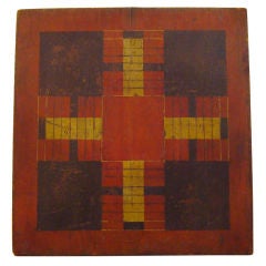 19TH C. ORIGINAL PAINTED REVERSIBLE  PARCHEESI GAMEBOARD