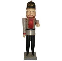 19THC HAND CARVED & PAINTED SOLDIER NUT CRACKER
