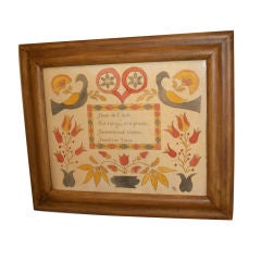 Signed " Ad 83" Lancaster Co, Pa Fraktur