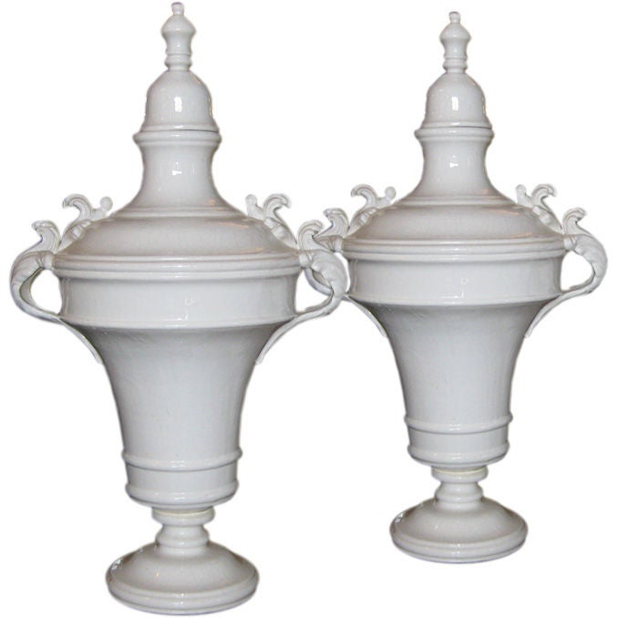 Large Pair of French Apothecary Jars or Urns For Sale