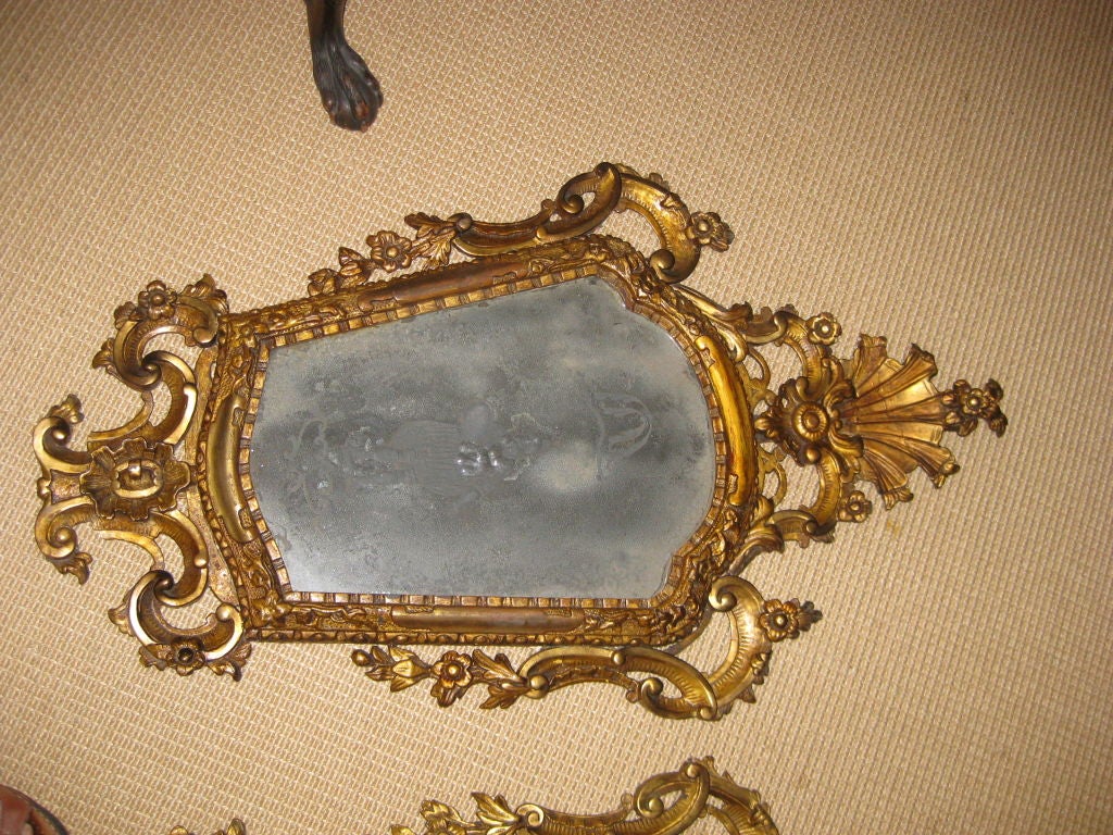 Wood Large Pair of Reverse Etched Venetian Mirrors For Sale
