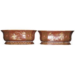 Pair of Tole Jardinieres with Later Chinoiserie Decoration