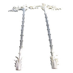 Tall Pair of Palm Trees In Carved Wood Tall Pair of Palm Trees In Carved Wood