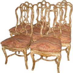 Set of Eight Curved Faux Bamboo  Dining Room Chairs