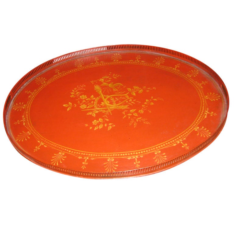 Large Antique Tole Tray with New Paint