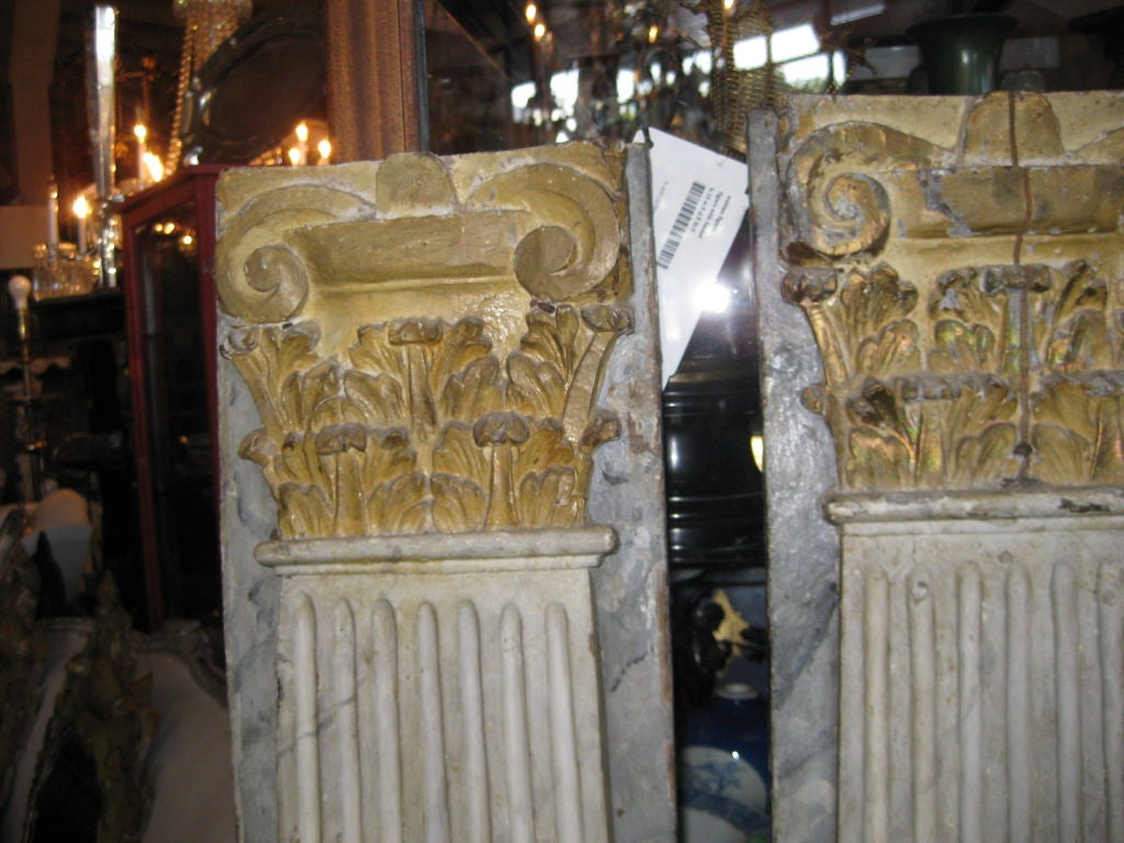 Pair of carved and  painted wall architectural panels