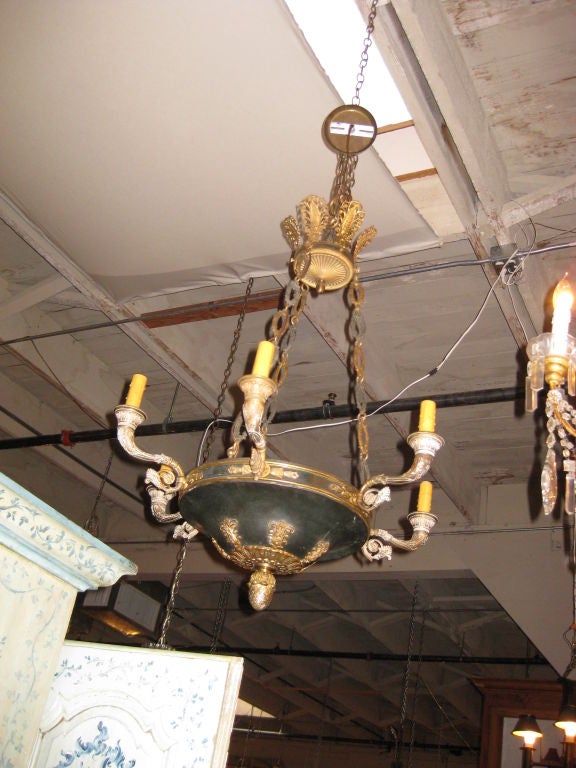 Empire Style Chandelier in Bronze and Tole