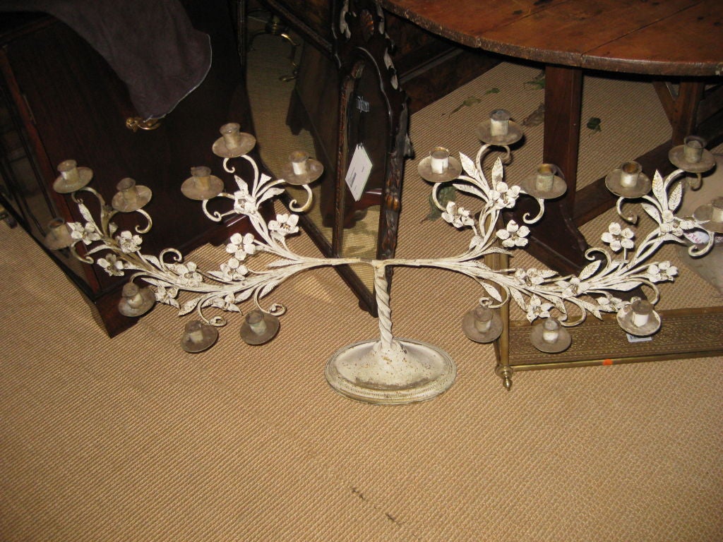 Large Painted Wrought Iron Candelabra