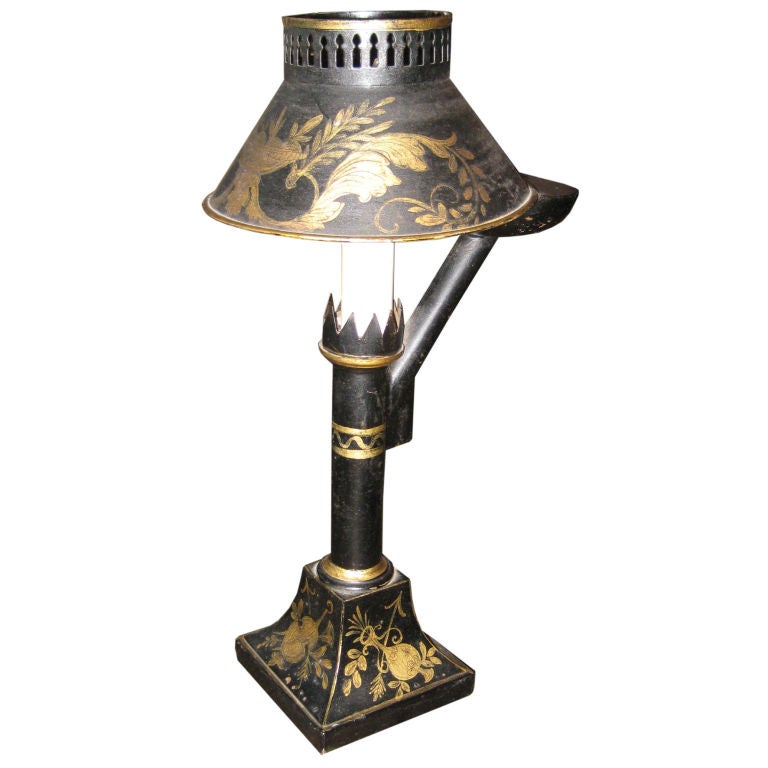 Small tole lamp with Gilt Decoration