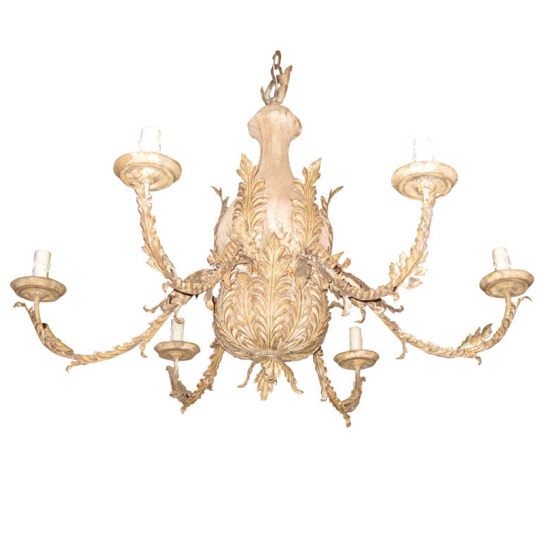 Rustic Iron and Sand Blasted Wood Chandelier