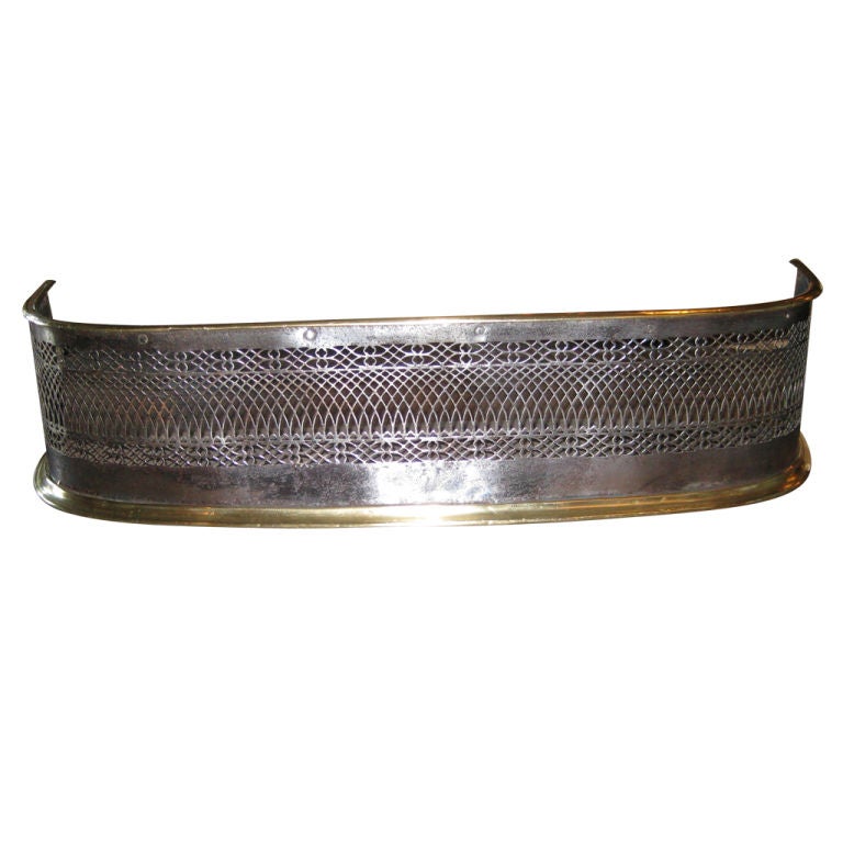 18th C Peirced Steel and Brass Fender