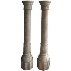 Pair of Pickled Pine columns