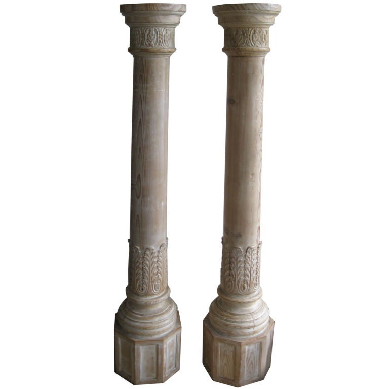 Pair of Pickled Pine columns