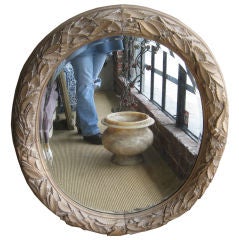 Antique Oval Carved Pine Frame with Mirror