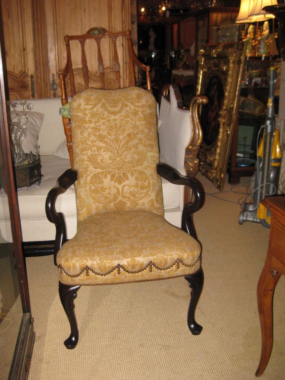 Stunning Pair of Large scale English Style Arm Chairs in Fortuny