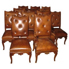 Set of Twelve Dining Room Chairs In leather