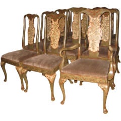 Set of Twelve Dining Room Chairs with Painted Finish