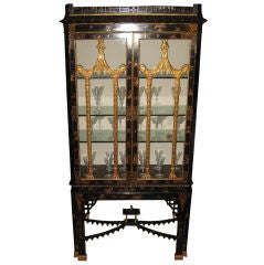 Chinese Chippendale Style Chinoiserie Display Cabinet