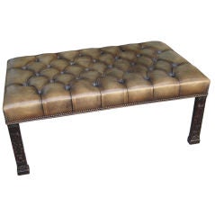 Classic Large Tufted Leather Ottoman