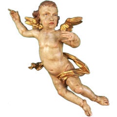 18th C Carved Angel With Wings