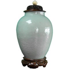 Large Celadon Glazed Porcelain Jar