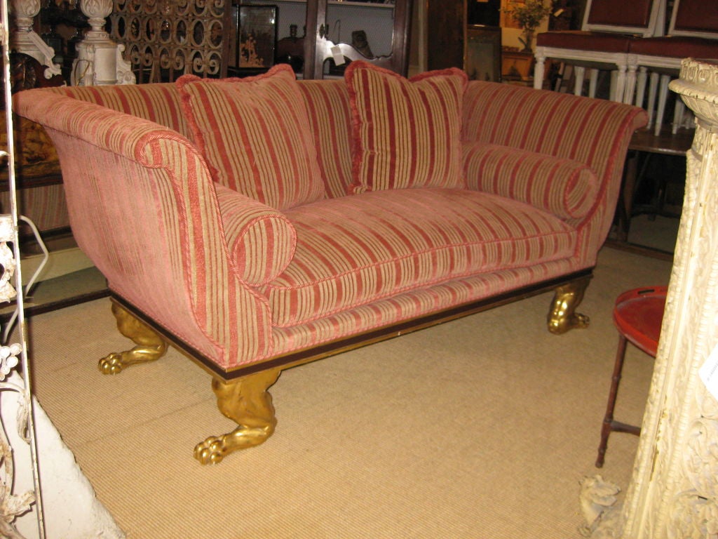 Stunning Large Sofa With Gilt Animal Paw Feet